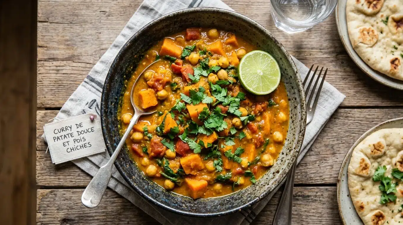 Curry de patate douce et pois chiches