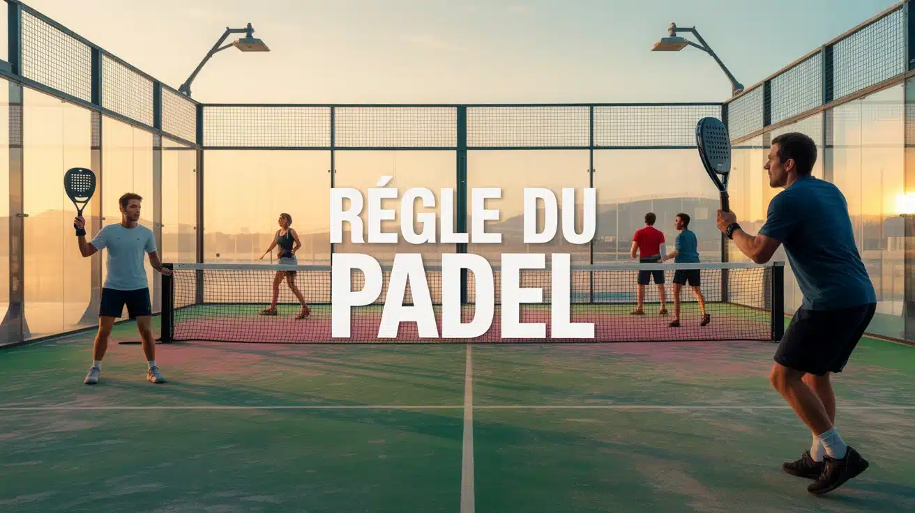 Illustration vectorielle regle du padel avec terrain et joueurs