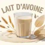 verre de lait d avoine avec flocons et feuilles naturelles