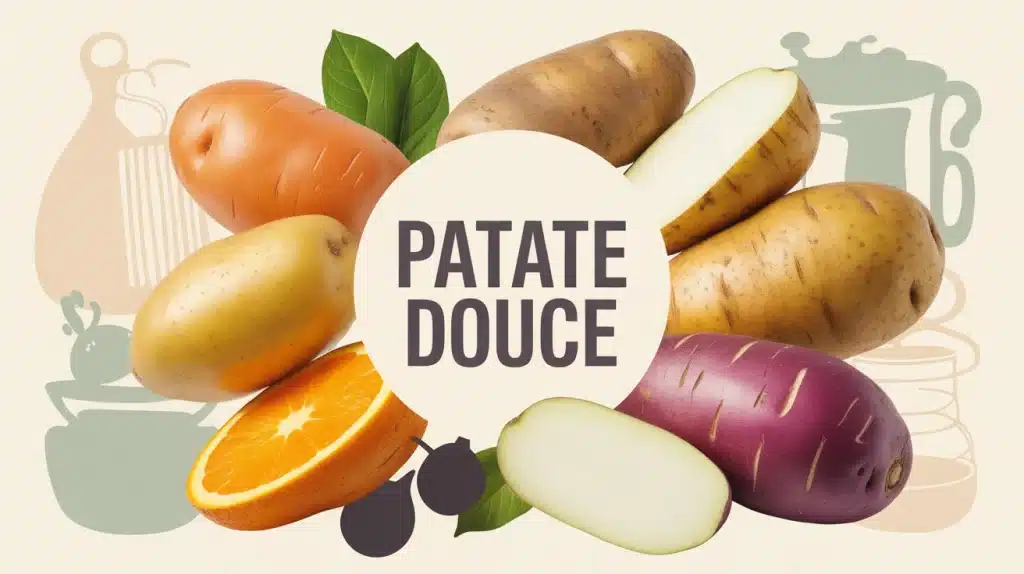 Illustration colorée de patate douce variétés avec cuisson saine