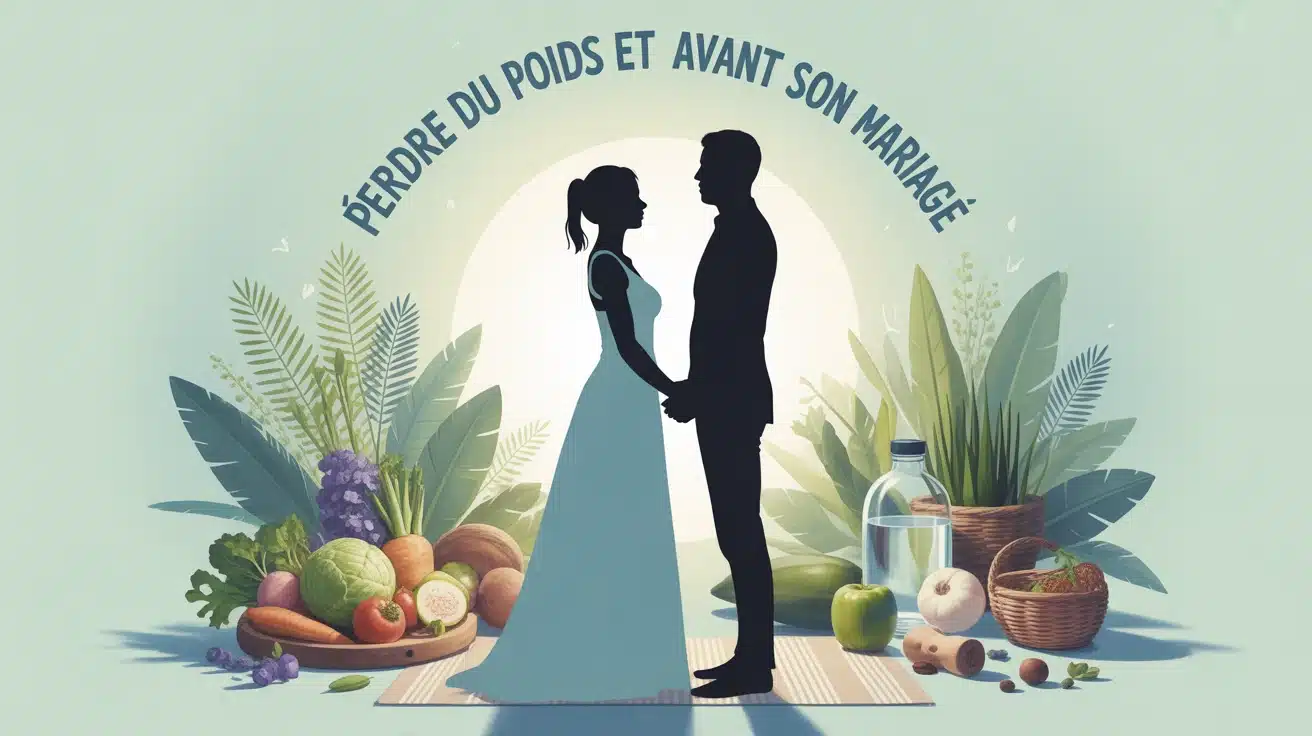 Illustration couple futur mariés santé bien-être perdre du poids avant son mariage