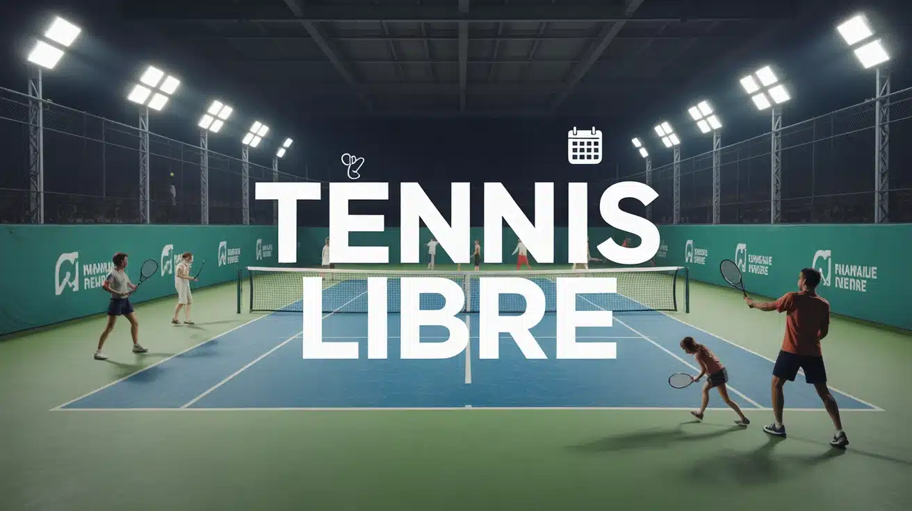 illustration tennis libre avec joueurs et smartphone