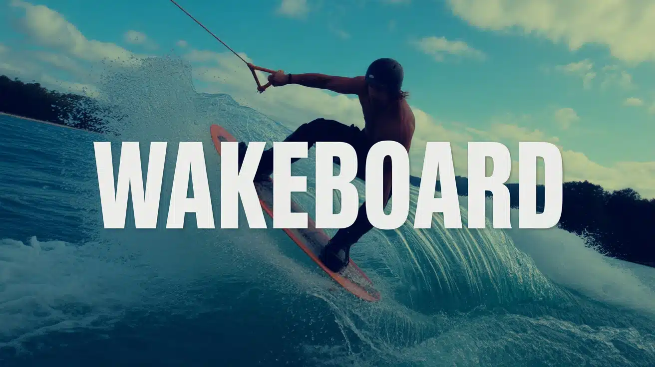 Rider wakeboard silhouette sur vague stylisée