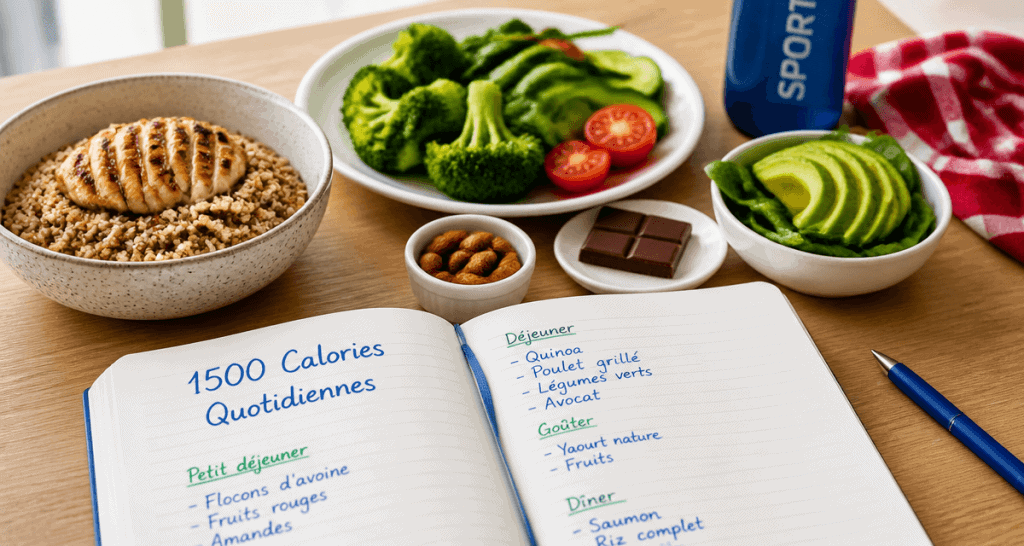 1500 calories par jour repas sains colorés