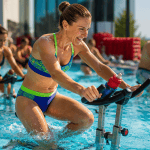 aquabike femme sportive piscine
