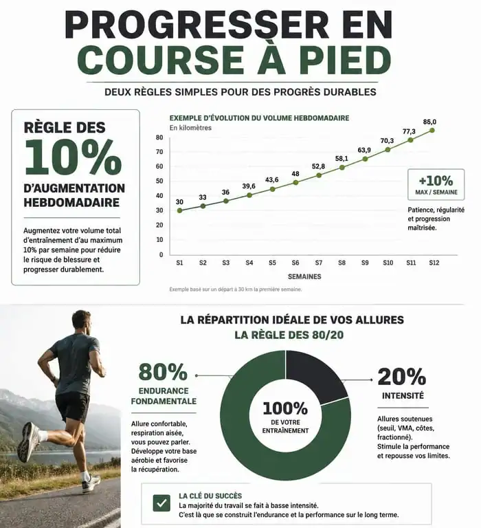 Infographie sur la progression et l'entrainement a la course à pied