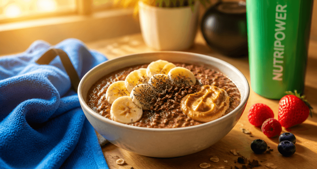Porridge protéiné crémeux chocolat banane