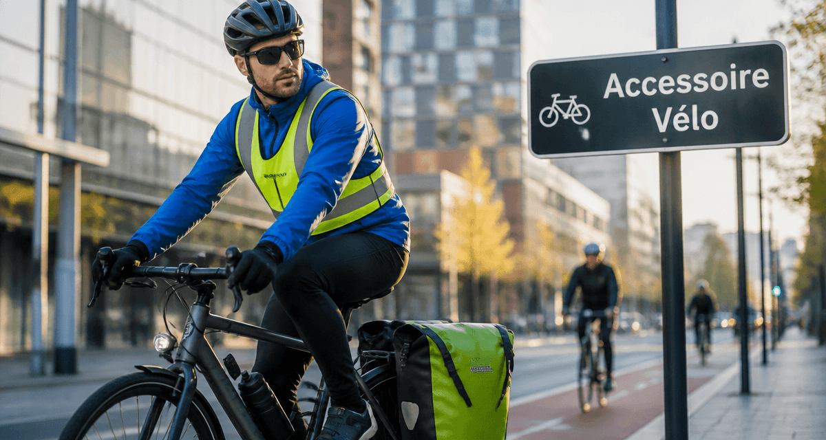 Cycliste urbain avec velo accessoire Ortlieb Wowow
