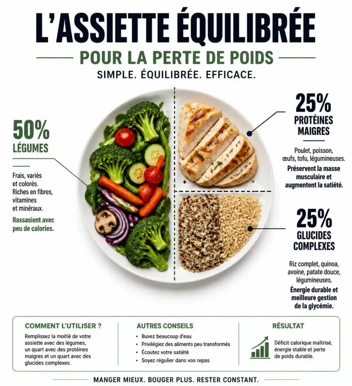 Schéma de l'assiette équilibrée pour un plan alimentaire pour perte de poids