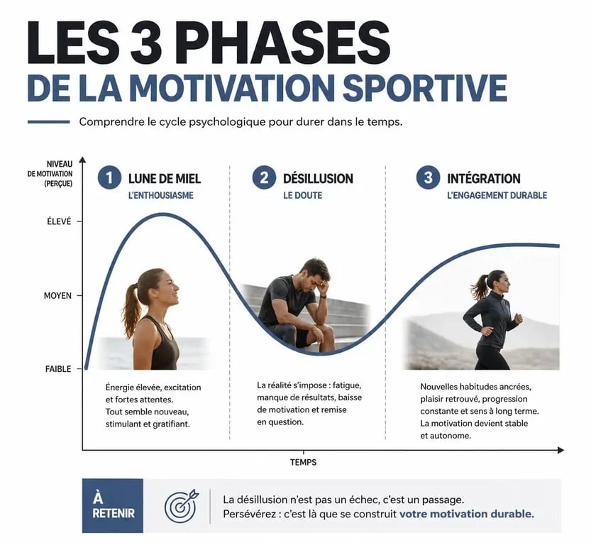 Schéma des phases de motivation pour se motiver à faire du sport