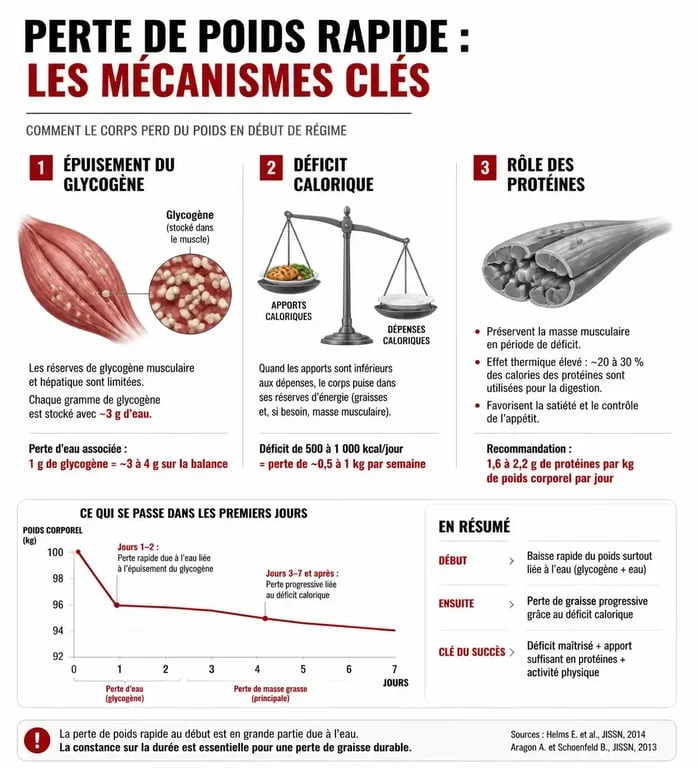 Infographie sur les mécanismes biologiques pour perdre poids 1 semaine