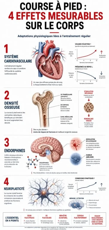 Infographie sur les bienfaits de la course à pied pour la santé physique et mentale