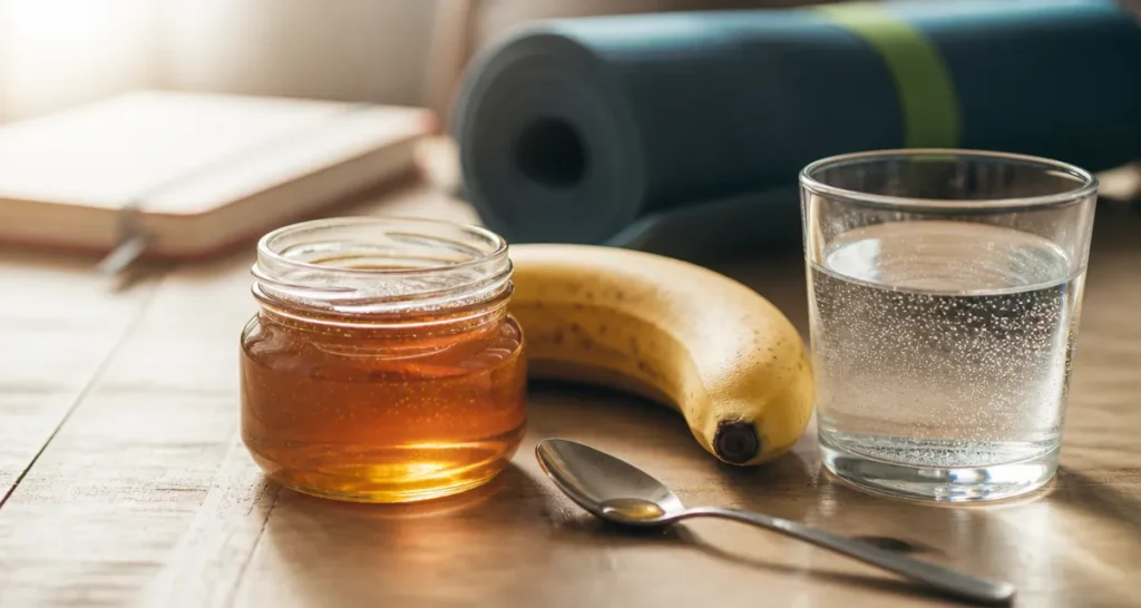 Le miel contre les crampes : eau tiède, banane et potassium pour l’hydratation des muscles
