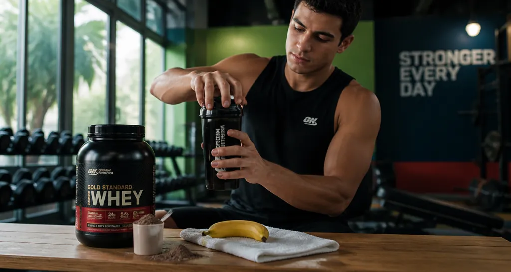 optimum nutrition whey nutrition shaker salle de sport