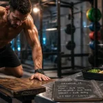 Prendre des muscle rapidement : athlète avec haltères, progression d’entraînement