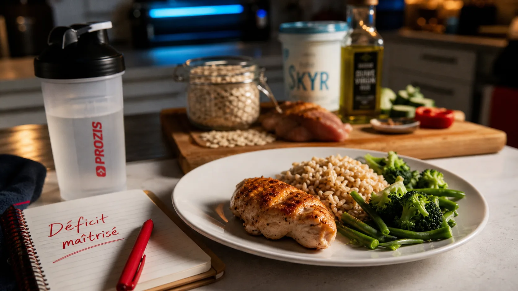 Assiette équilibrée : alimentation pour prendre du muscle et perdre de la graisse, protéines et déficit maîtrisé