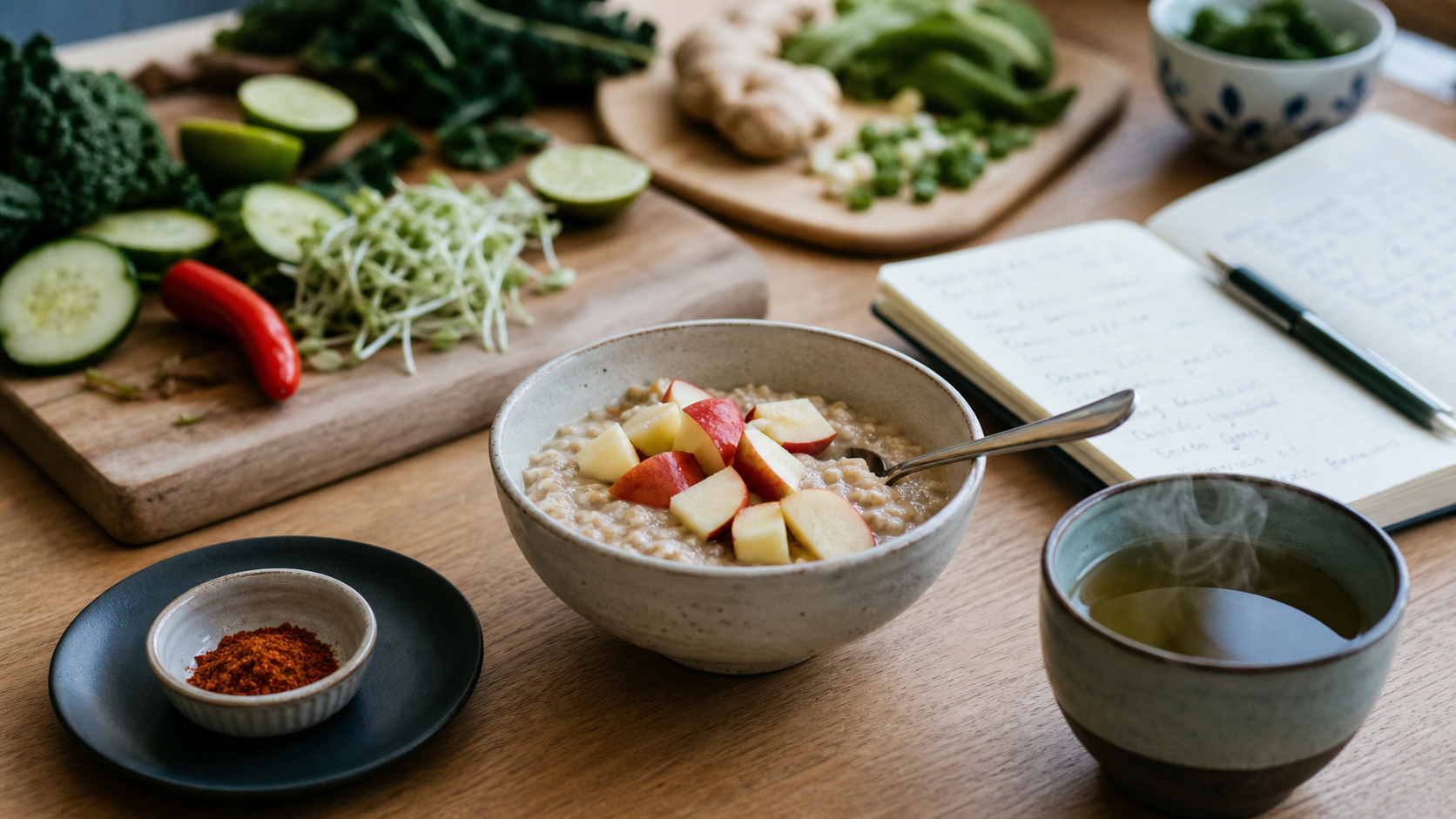 Aliments brûle graisse : bol d’avoine, yaourt et thé vert pour la satiété