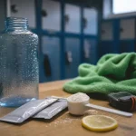 Boisson pour le sport : gourde avec électrolytes et isotonique après entraînement