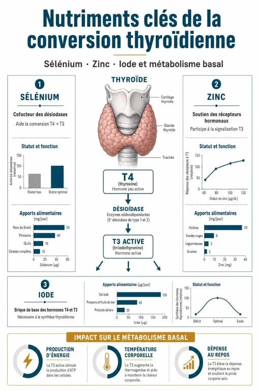 Infographie sur les nutriments pour booster sa thyroïde pour maigrir et soutenir le métabolisme