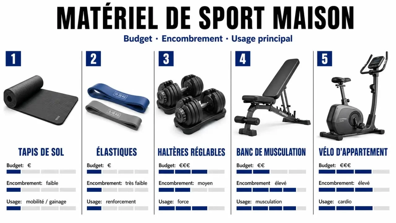 Comparatif du materiel sport maison pour fitness et musculation à domicile