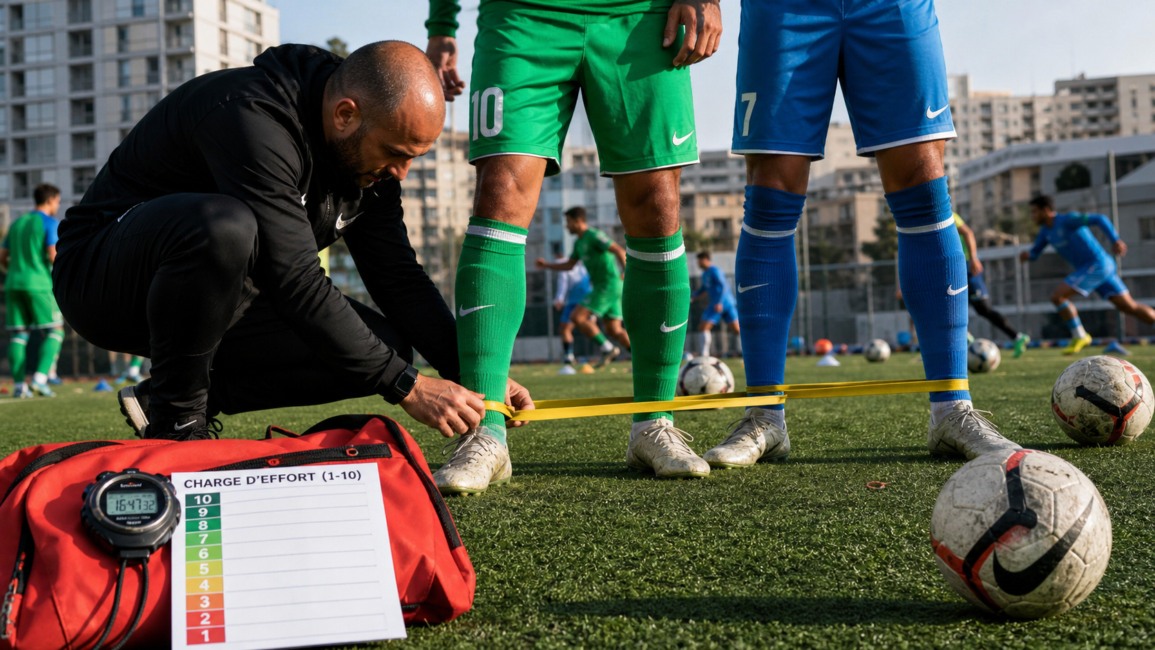 Football préparation physique : élastiques chevilles, sprint et prévention blessures