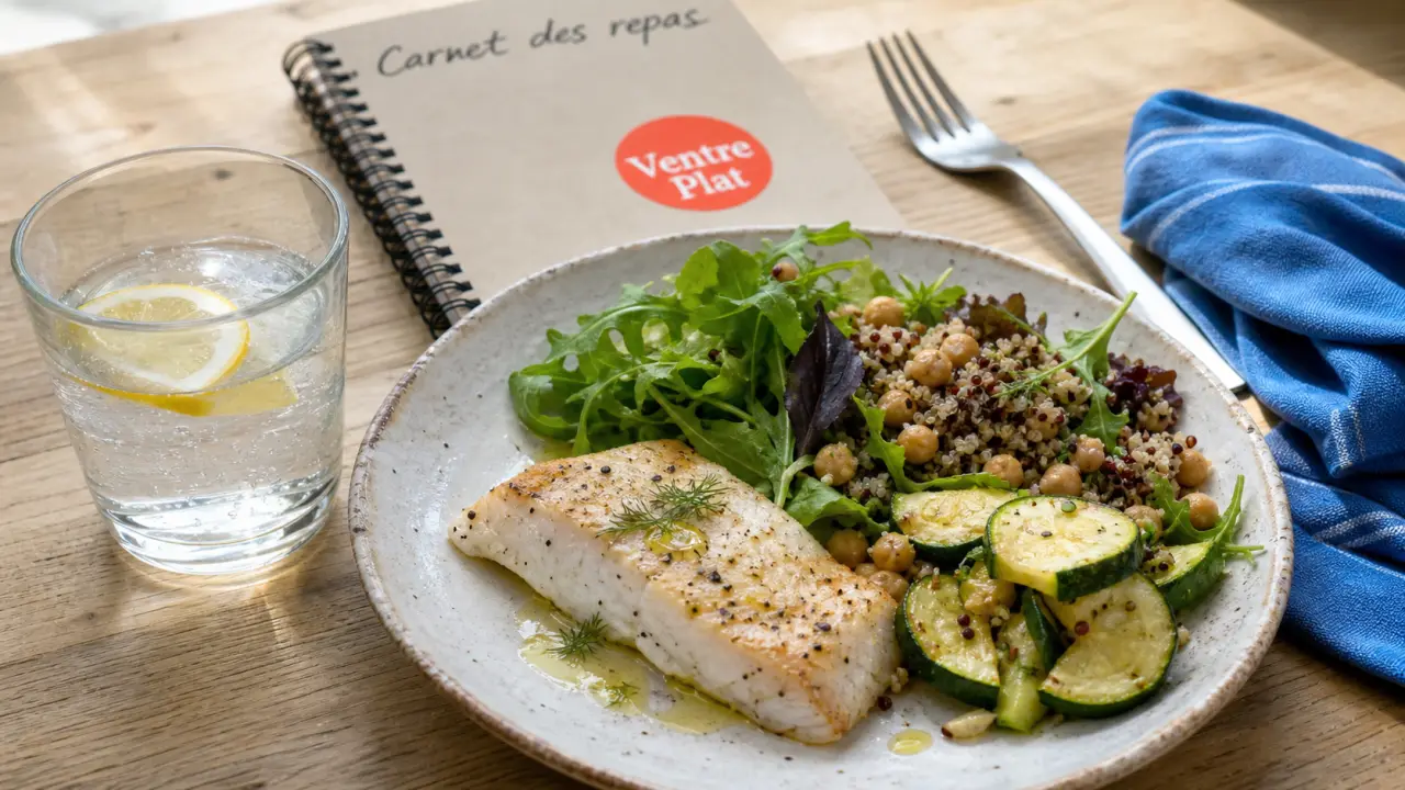 Maigrir du ventre alimentation : assiette de fibres, quinoa et légumes