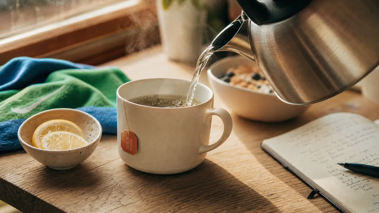 Boire de l eau chaud le matin : tasse vapeur et citron