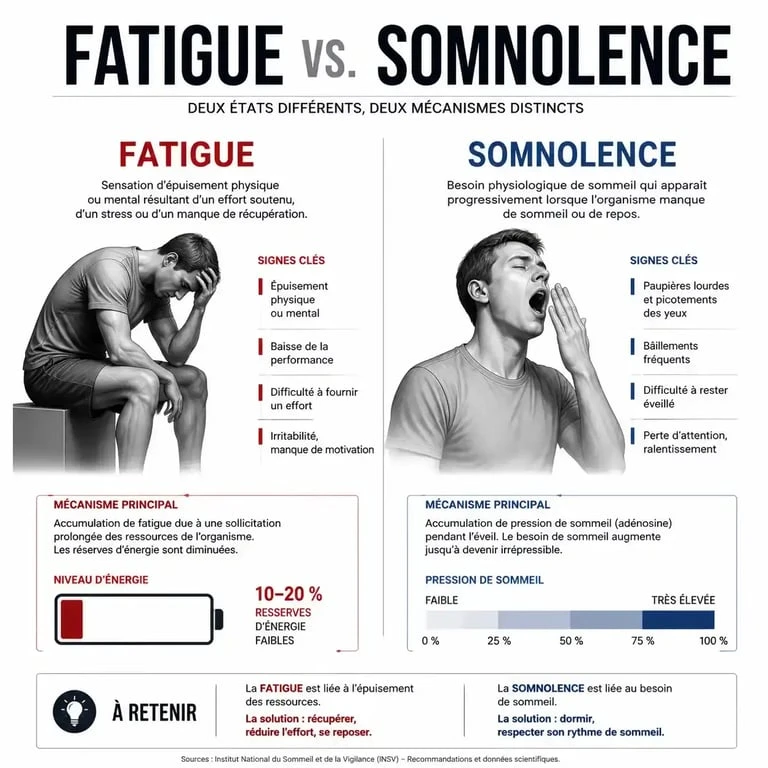 Différence entre fatigue et somnolence : comprendre pourquoi je suis fatigué mais n'arrive pas à dormir