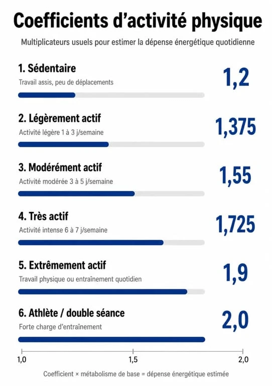 Coefficients d'activité physique pour calculer la dépense énergétique