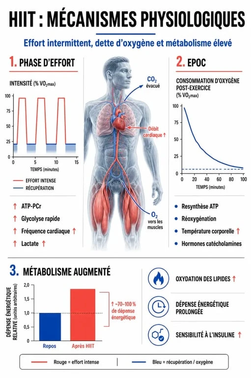 Infographie sur les bienfaits du HIIT pour la perte de poids et le métabolisme