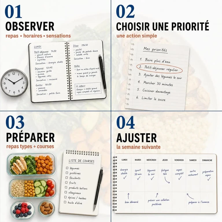 Comment faire un reequilibrage alimentaire : 4 étapes visuelles pour démarrer