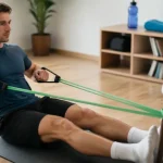 Gym avec un elastique : tirage assis avec élastique tubulaire