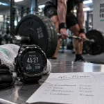 Durée séance musculation : 45–75 min, chronomètre en salle
