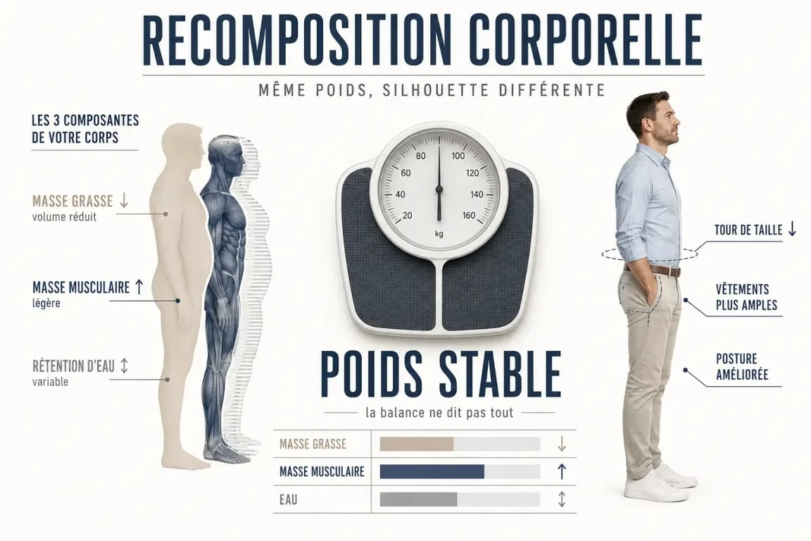 Je ne perds pas de poids mais je m affine : infographie sur la balance et la composition corporelle
