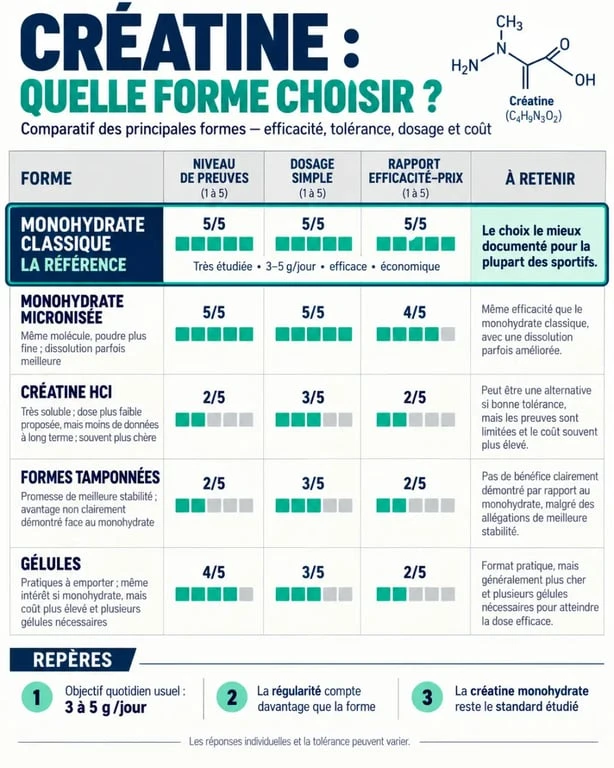 Quelle est la meilleure créatine : comparaison des formes de créatine