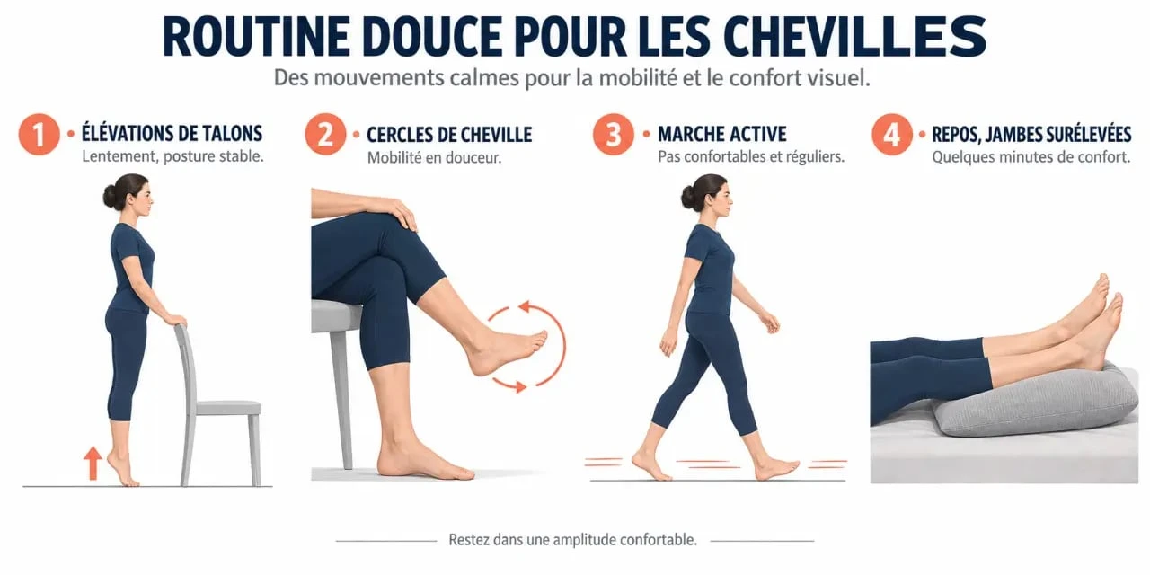 Routine d'exercices doux pour affiner ses chevilles et réduire l'effet chevilles gonflées
