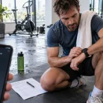 Perdre poids rapidement sport : homme suit sa séance, dépense énergétique affichée