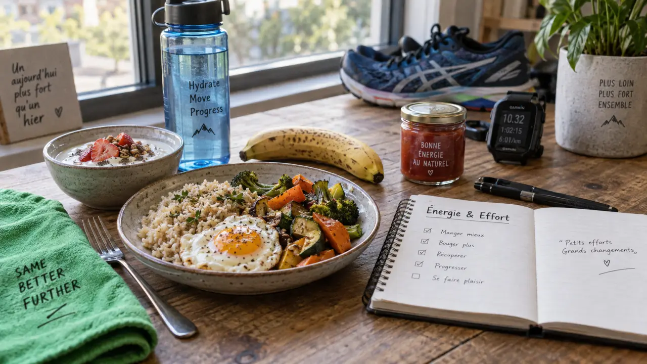 Alimentation et sport : assiette avant et après l’effort, eau et banane