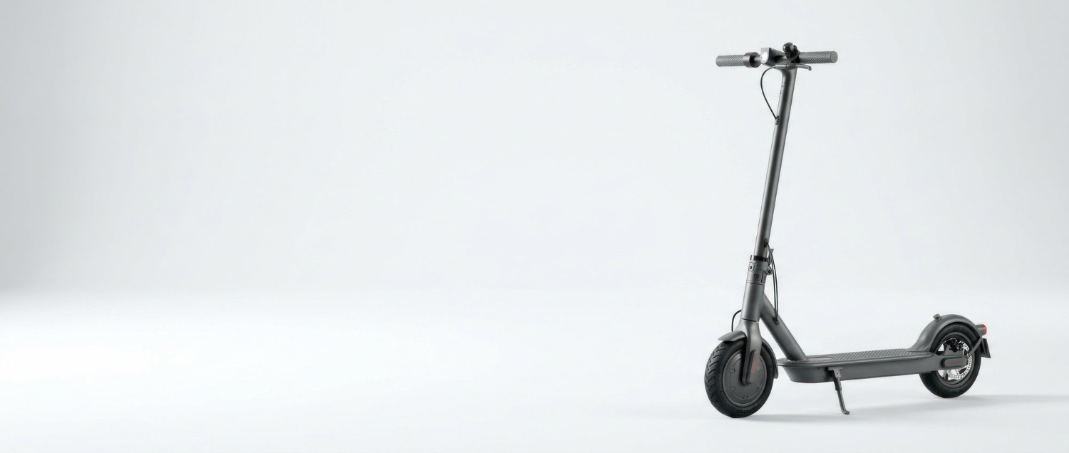Trottinette électrique noire isolée sur fond blanc